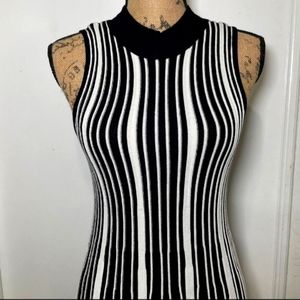 Vertical Black and White Striped Candies Dress